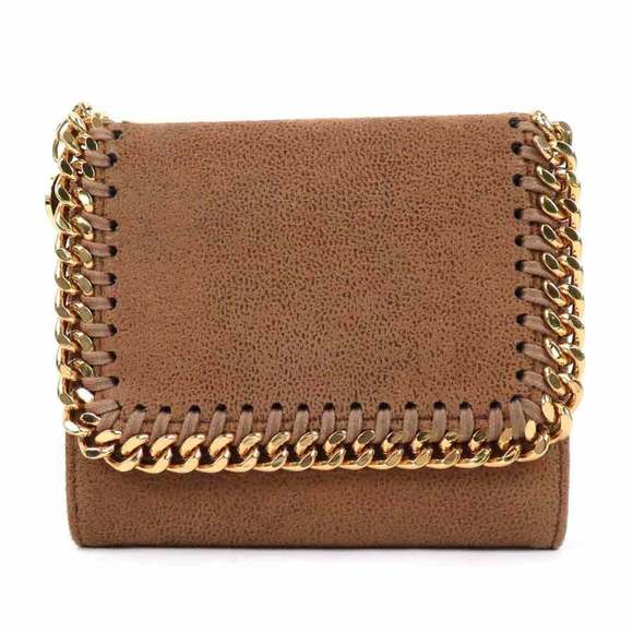 Stella McCartney Handbags - STELLA MCCARTNEY Trifold Wallet Falabella Synthetic Leather Brown Gold Women's